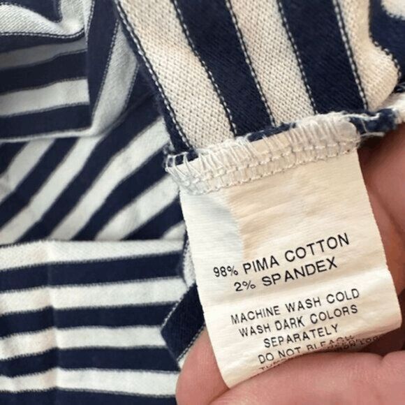 B. Draddy Men's Striped Pique Pima Cotton Blend Golf Polo Shirt Blue White Large - Picture 3 of 6